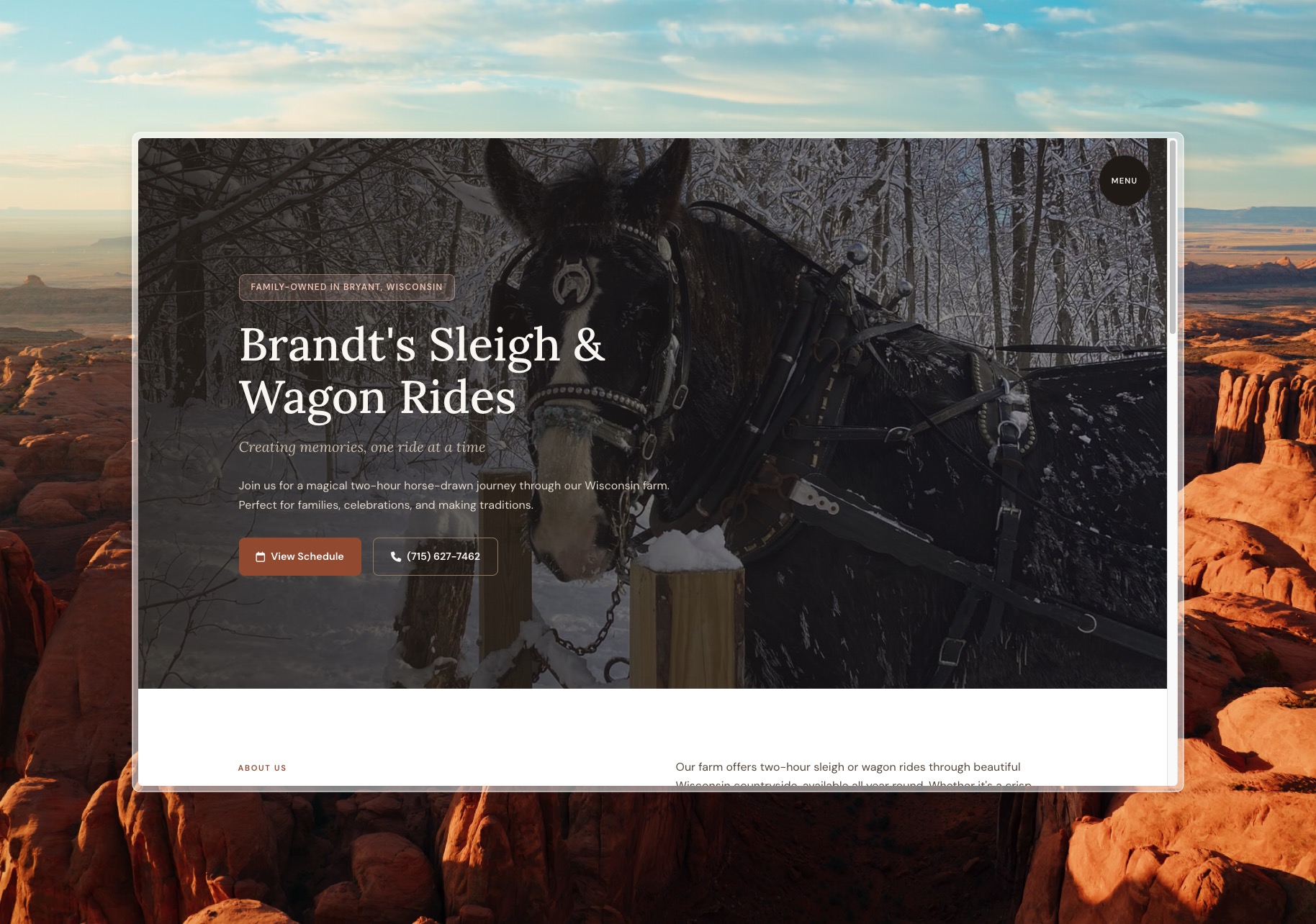Brandt's Sleigh & Wagon Rides website project